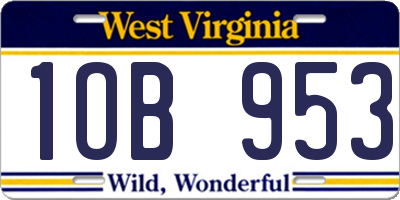 WV license plate 1OB953