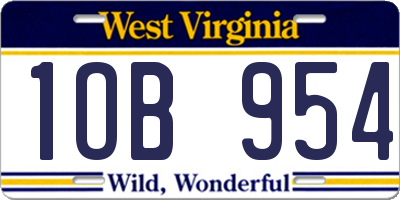 WV license plate 1OB954