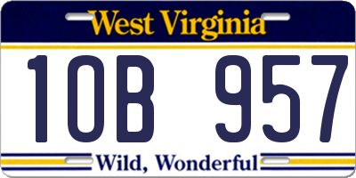 WV license plate 1OB957