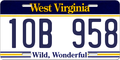 WV license plate 1OB958