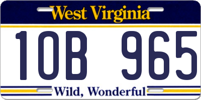 WV license plate 1OB965