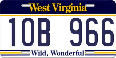 WV license plate 1OB966