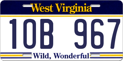 WV license plate 1OB967