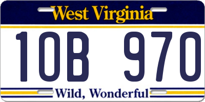 WV license plate 1OB970