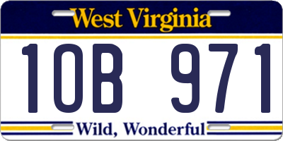 WV license plate 1OB971