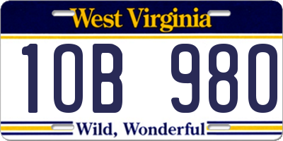 WV license plate 1OB980