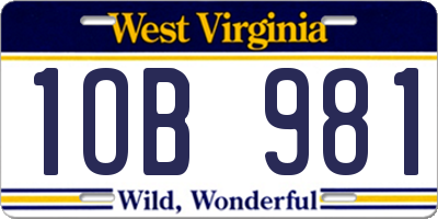 WV license plate 1OB981