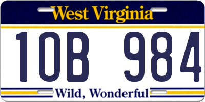 WV license plate 1OB984
