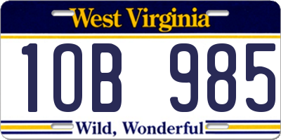 WV license plate 1OB985