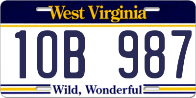 WV license plate 1OB987