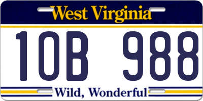 WV license plate 1OB988