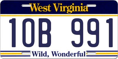WV license plate 1OB991