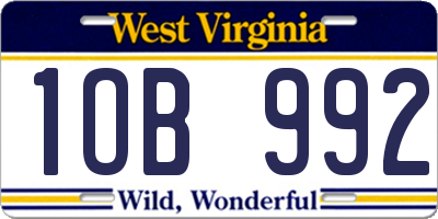WV license plate 1OB992