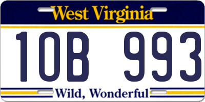 WV license plate 1OB993