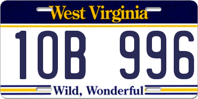 WV license plate 1OB996