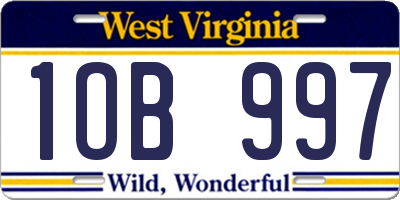 WV license plate 1OB997