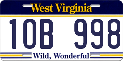 WV license plate 1OB998