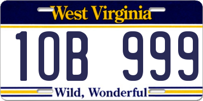 WV license plate 1OB999