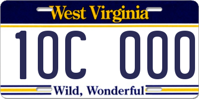 WV license plate 1OC000