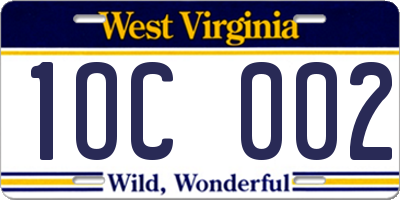 WV license plate 1OC002