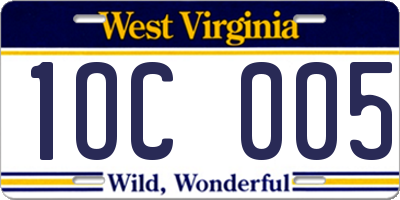 WV license plate 1OC005