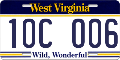 WV license plate 1OC006
