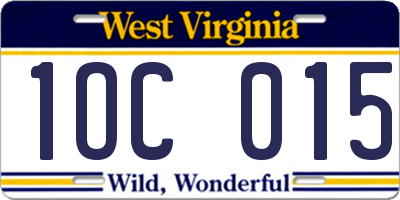 WV license plate 1OC015