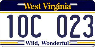 WV license plate 1OC023