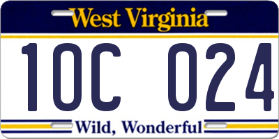 WV license plate 1OC024