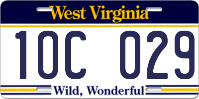 WV license plate 1OC029