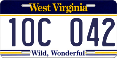 WV license plate 1OC042