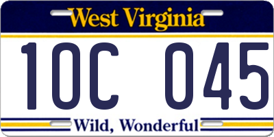 WV license plate 1OC045