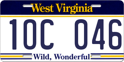 WV license plate 1OC046