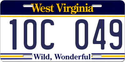 WV license plate 1OC049