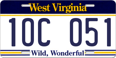 WV license plate 1OC051