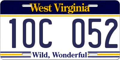 WV license plate 1OC052