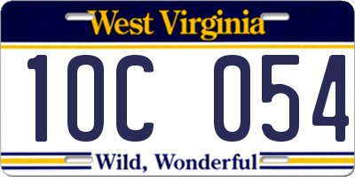 WV license plate 1OC054