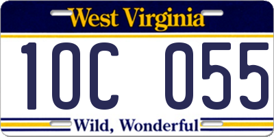 WV license plate 1OC055