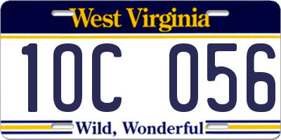 WV license plate 1OC056
