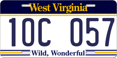 WV license plate 1OC057