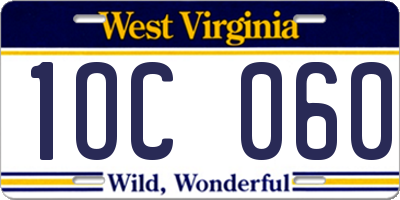WV license plate 1OC060