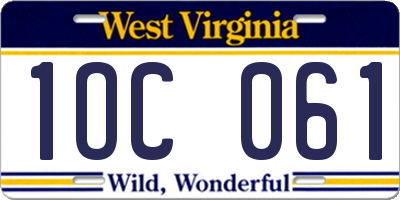 WV license plate 1OC061