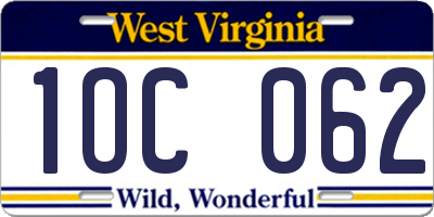 WV license plate 1OC062