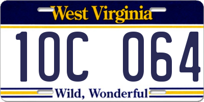 WV license plate 1OC064