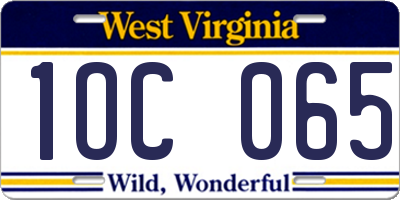 WV license plate 1OC065