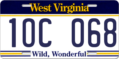 WV license plate 1OC068