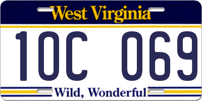 WV license plate 1OC069