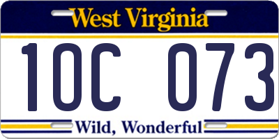 WV license plate 1OC073