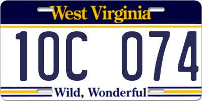 WV license plate 1OC074