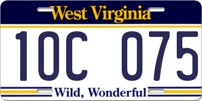 WV license plate 1OC075